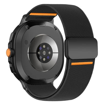 Magnetic Nylon Sports Band For Samsung Watch 8 Black-Orange / Galaxy Watch  8 40mm