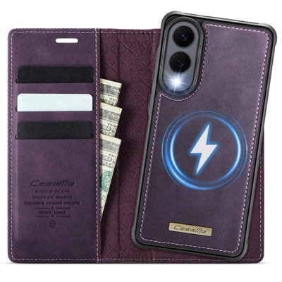 RFID Detachable Leather Card Holder Case For Samsung S Series Galaxy S21 / Purple