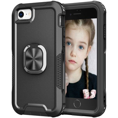 Heavy Duty Magnetic Phone Case With Ring Grip iPhone 6/7/8 / Black