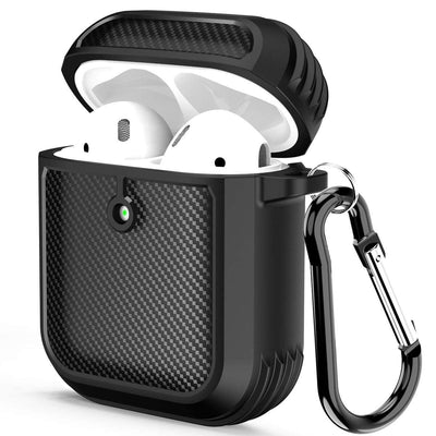 Carbon Fiber Wireless Headphones Case Black / Airpods 1 & 2