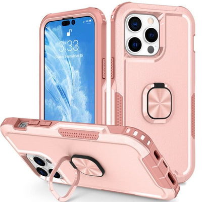 Heavy Duty Magnetic Phone Case With Ring Grip iPhone 14 / Pink