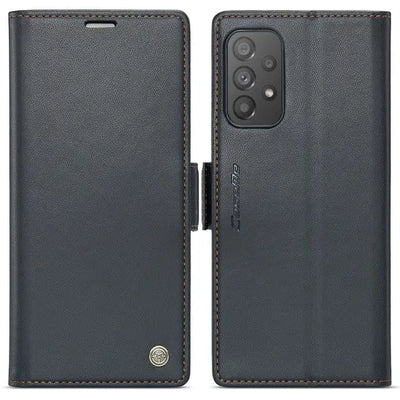 RFID Leather Card Holder Case For Samsung A Series Galaxy A12 5G / Black