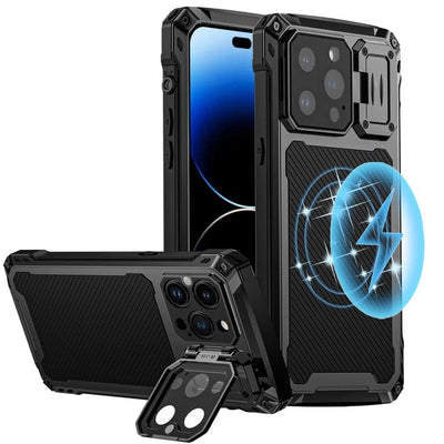 Heavy Duty Phone Case With Magnetic Charging For iPhone 14 Pro / Black