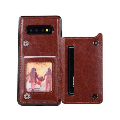 Leather Wallet Case For Samsung Galaxy S For Galaxy S7 / Brown