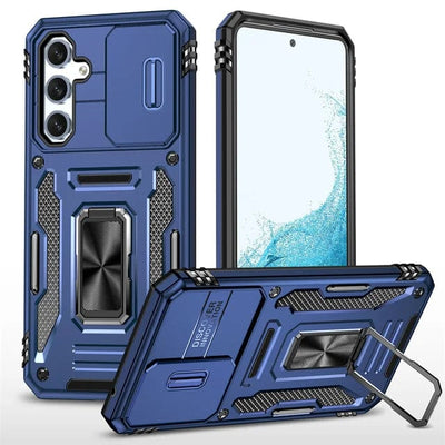 Magnetic Case With Kickstand & Camera Cover For Samsung A Series Galaxy A12 / Navy Blue