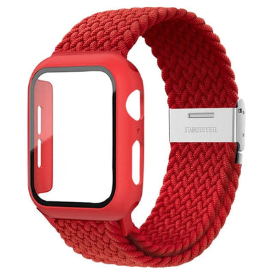 Braided Loop Watch Band With Case Red / 38mm (Series 1, 2 & 3)